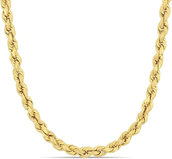 Gold Rope Chain Necklace for Men & Women – 100% Real 10k or 14k Gold, Lightweight, Premium Craftsmanship