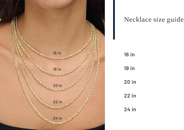 Gold Rope Chain Necklace for Men & Women – 100% Real 10k or 14k Gold, Lightweight, Premium Craftsmanship