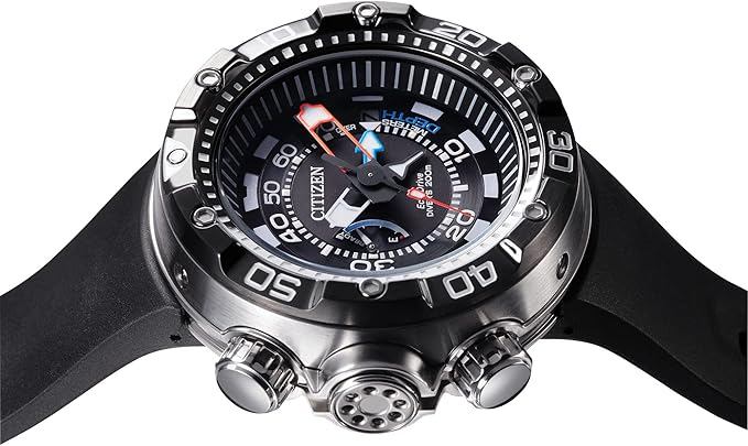Citizen Men's Eco-Drive Promaster Sea Aqualand Depth Meter Watch in Stainless Steel with Black Polyurethane Strap