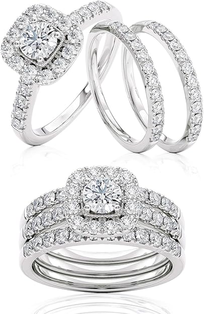 1 Carat Diamond Engagement Ring - 14 Karat Gold Ring for Women Diamond Anniversary Promise Band (Size 4 to 11) Made in USA