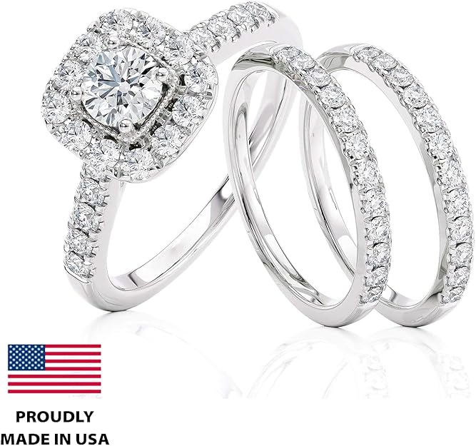 1 Carat Diamond Engagement Ring - 14 Karat Gold Ring for Women Diamond Anniversary Promise Band (Size 4 to 11) Made in USA