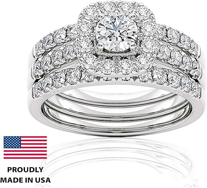 1 Carat Diamond Engagement Ring - 14 Karat Gold Ring for Women Diamond Anniversary Promise Band (Size 4 to 11) Made in USA