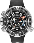 Citizen Men's Eco-Drive Promaster Sea Aqualand Depth Meter Watch in Stainless Steel with Black Polyurethane Strap