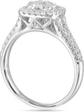 Diamond Delight 0.85 Carat Real Natural Diamond Cushion Halo Ring for Women - 14k White Gold Engagement Ring for Her - Stunning Halo Cluster (H, VS1, 0.85 cttw) Promise Anniversary Band Size 5 to 8