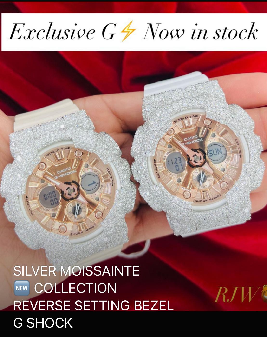 G-Shock Silver Moissainte Collection Reverse Setting Bezel