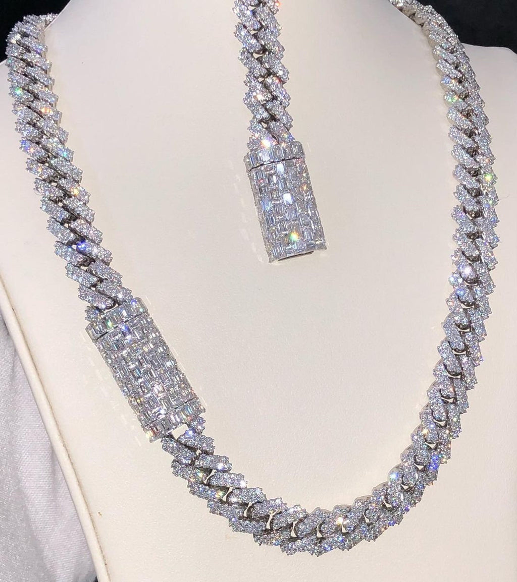 12mm Real VVS1 Moissanite Diamond Cuban Link Chain Hip Hop Chain, VVS Diamond Chain, BustDown Cuban Necklace, Rapper Miami Cuban Chain