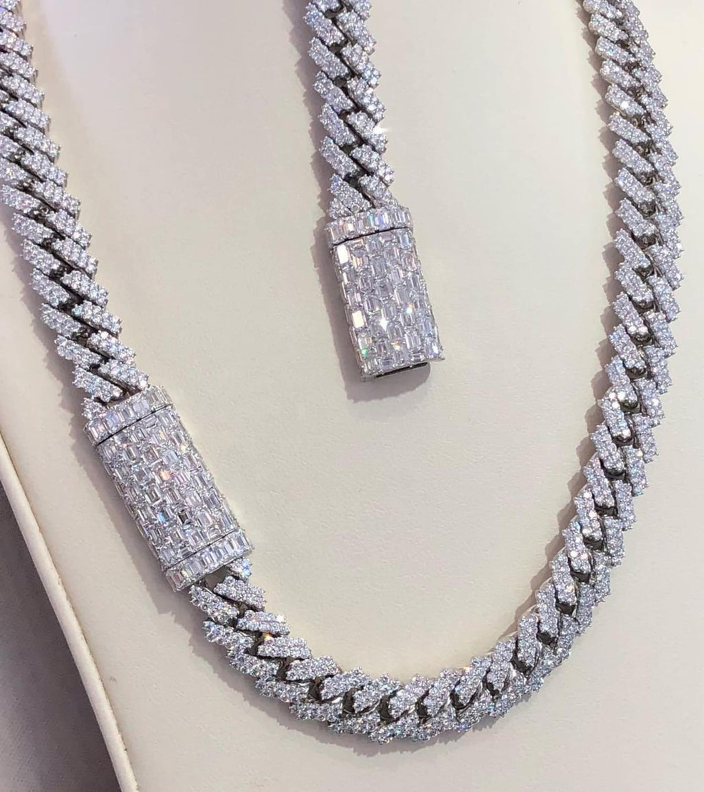 12mm Real VVS1 Moissanite Diamond Cuban Link Chain Hip Hop Chain, VVS Diamond Chain, BustDown Cuban Necklace, Rapper Miami Cuban Chain