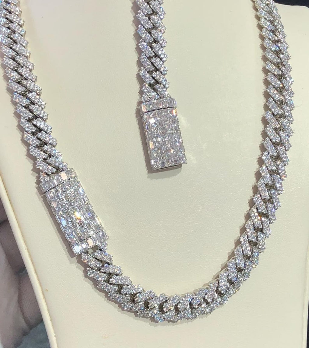 12mm Real VVS1 Moissanite Diamond Cuban Link Chain Hip Hop Chain, VVS Diamond Chain, BustDown Cuban Necklace, Rapper Miami Cuban Chain