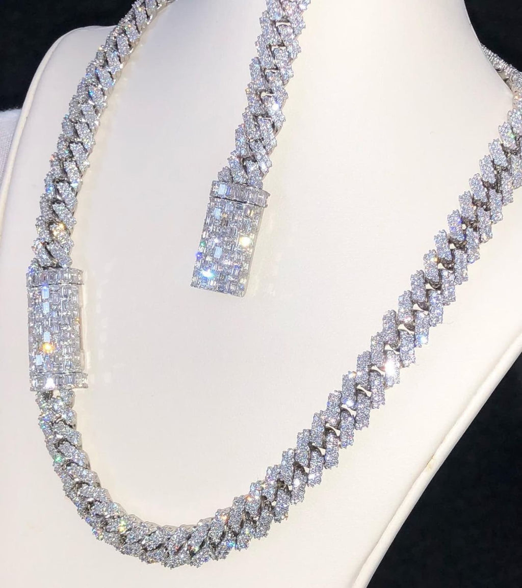 12mm Real VVS1 Moissanite Diamond Cuban Link Chain Hip Hop Chain, VVS Diamond Chain, BustDown Cuban Necklace, Rapper Miami Cuban Chain