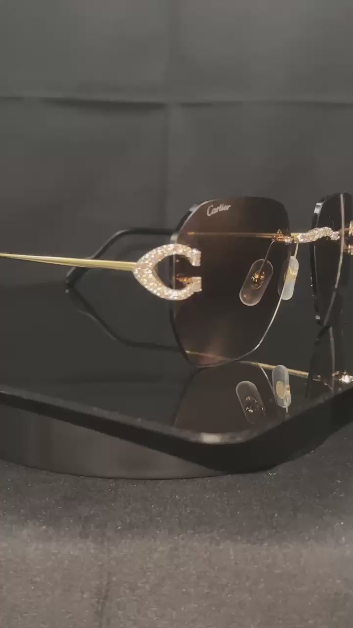 Eyeglass Lenses - Ladies Cartier with Brown Original factory Lenses